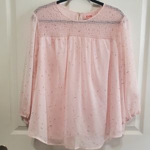 Evri Blouse Light Pink Quarter Sleeves Size 1X